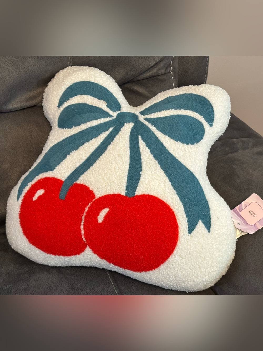 🍒 Set of 2 Cherry Sherpa Cushions Pillows 🍒